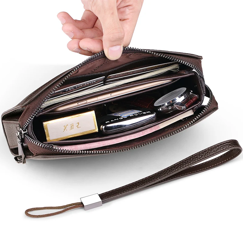 WILLIAMPOLO lock Wallet Genuine Leather Mens Clutch Wallet With Coded Lock Men Wallet Business Man Clutch Purse Mens  PL286 4