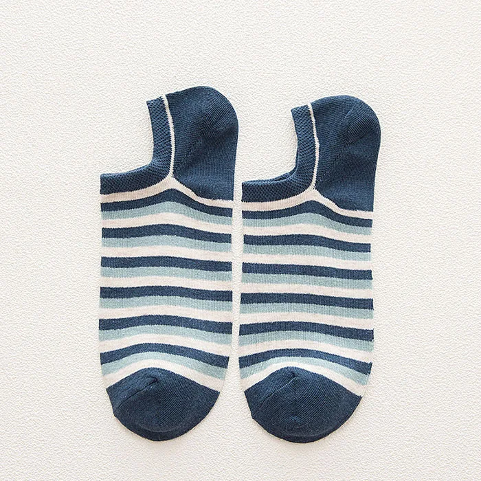 Популярные новые модные мужские невидимые деловые носки хлопковые полосатые простые спортивные дышащие спортивные носки в Корейском стиле - Цвет: 5