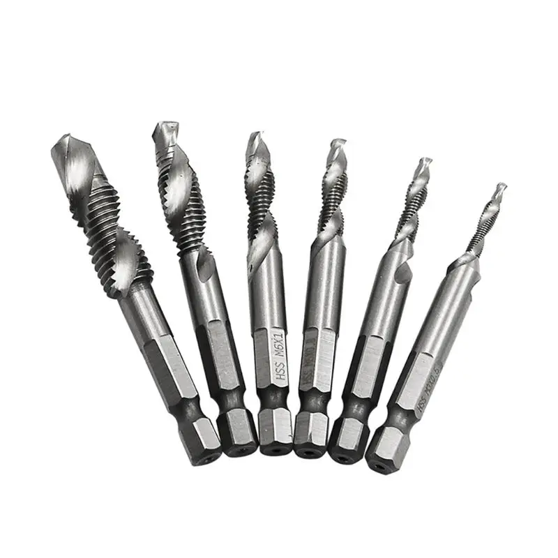

Hex Shank Twist Drill Bits Hand Tap HSS Screw Thread Plug Drill Bits M3-M10 Woodworking Hole Saw Cutter Drilling Tools