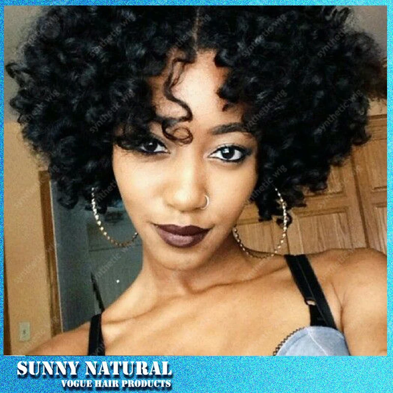 

#1b Color Brazilian Kinky Curl Synthetic Hair Lace Wigs Synthetic Kinky Curl Lace Front Wig  Heat Resistant Fiber Hair Front Wig