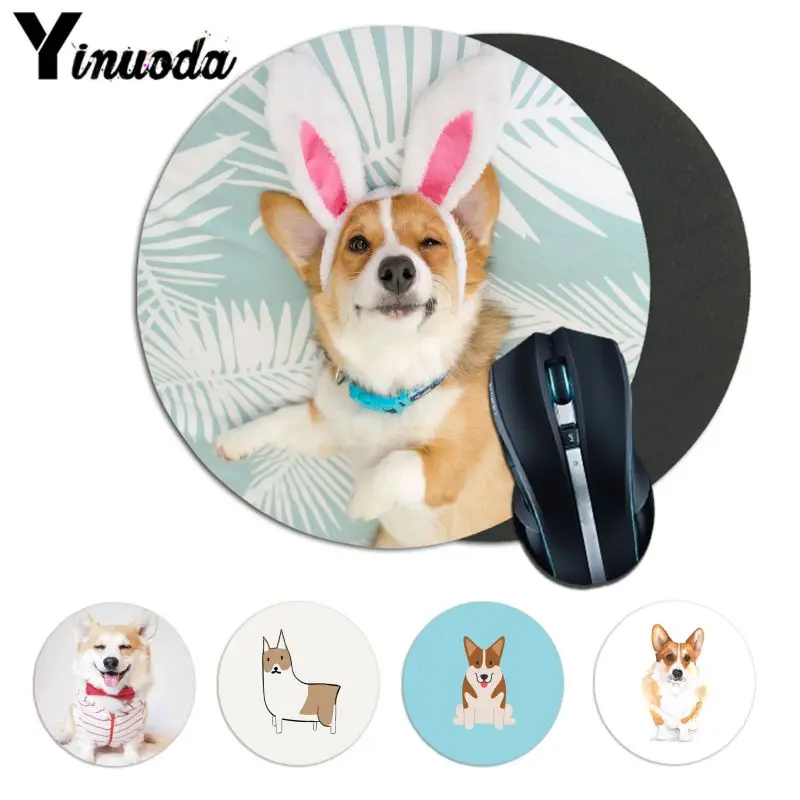 

Yinuoda Top Quality Corgi Soft Rubber Professional Gaming Mouse Pad Computer Natural Rubber Round Gaming Mouse Pad