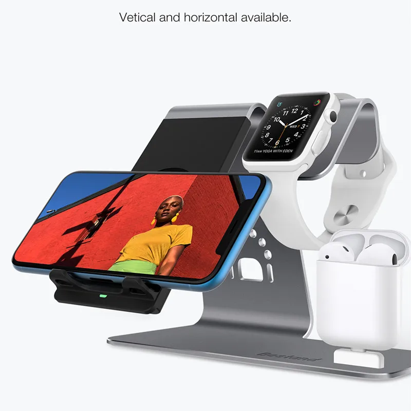 YWEWBJH 3 в 1 Быстрая Зарядка Qi Беспроводное зарядное устройство для iPhone AirPods часы док-станция для зарядки зарядное устройство для часов серии 4321