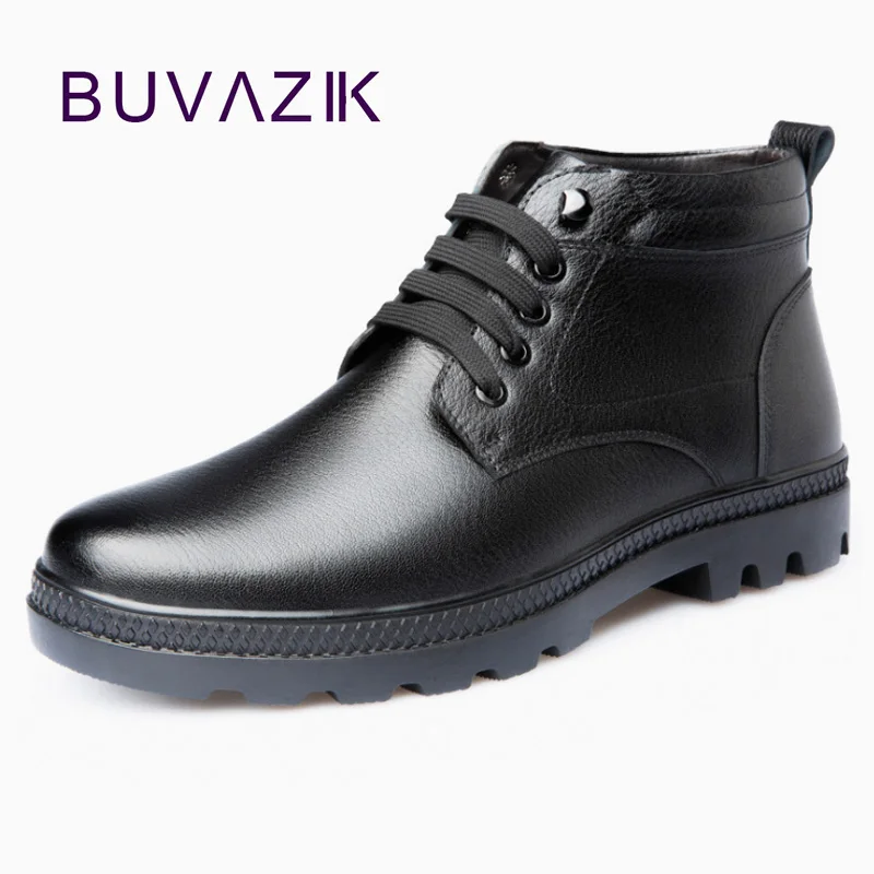 

Buvazik Fashion Winter Boots Men Warm Plush Genuine Leather Snow Boots Plush Rubber Bottom Winter Shoes Men Zapatos De Hombr
