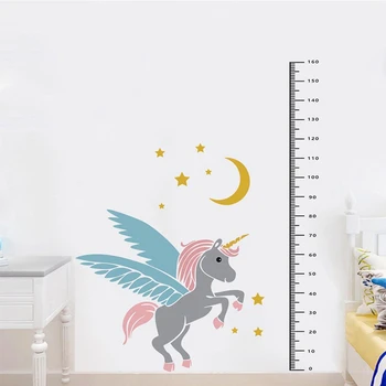 

Cute Cartoon Unicorn Height Measure Wall Stickers Decal Kids Vinyl Wallpaper Girl Boy Room Growth Chart Stickers