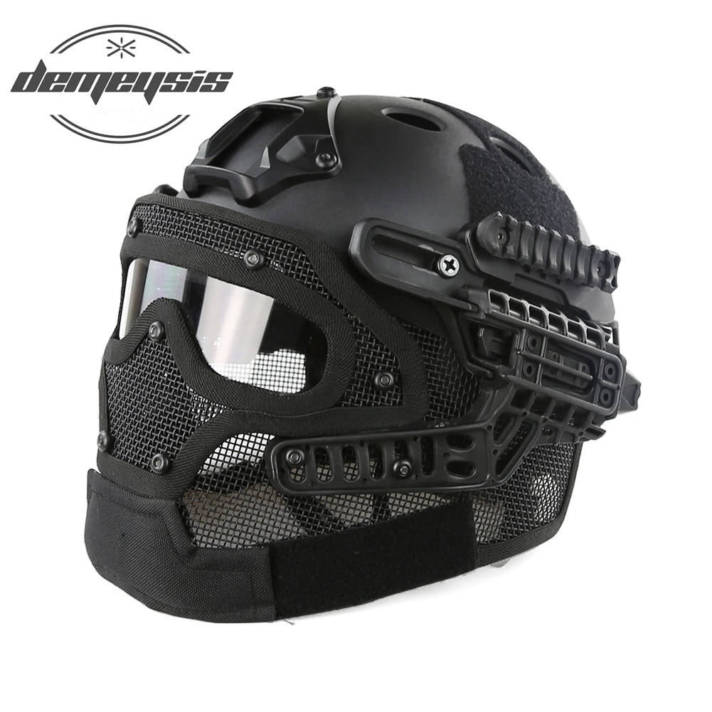 

Full-covered Tactical Helmet Goggles with Anti-fog Treatment & Mask Integrated More Protective Hunting Shooting Paintball Helmet
