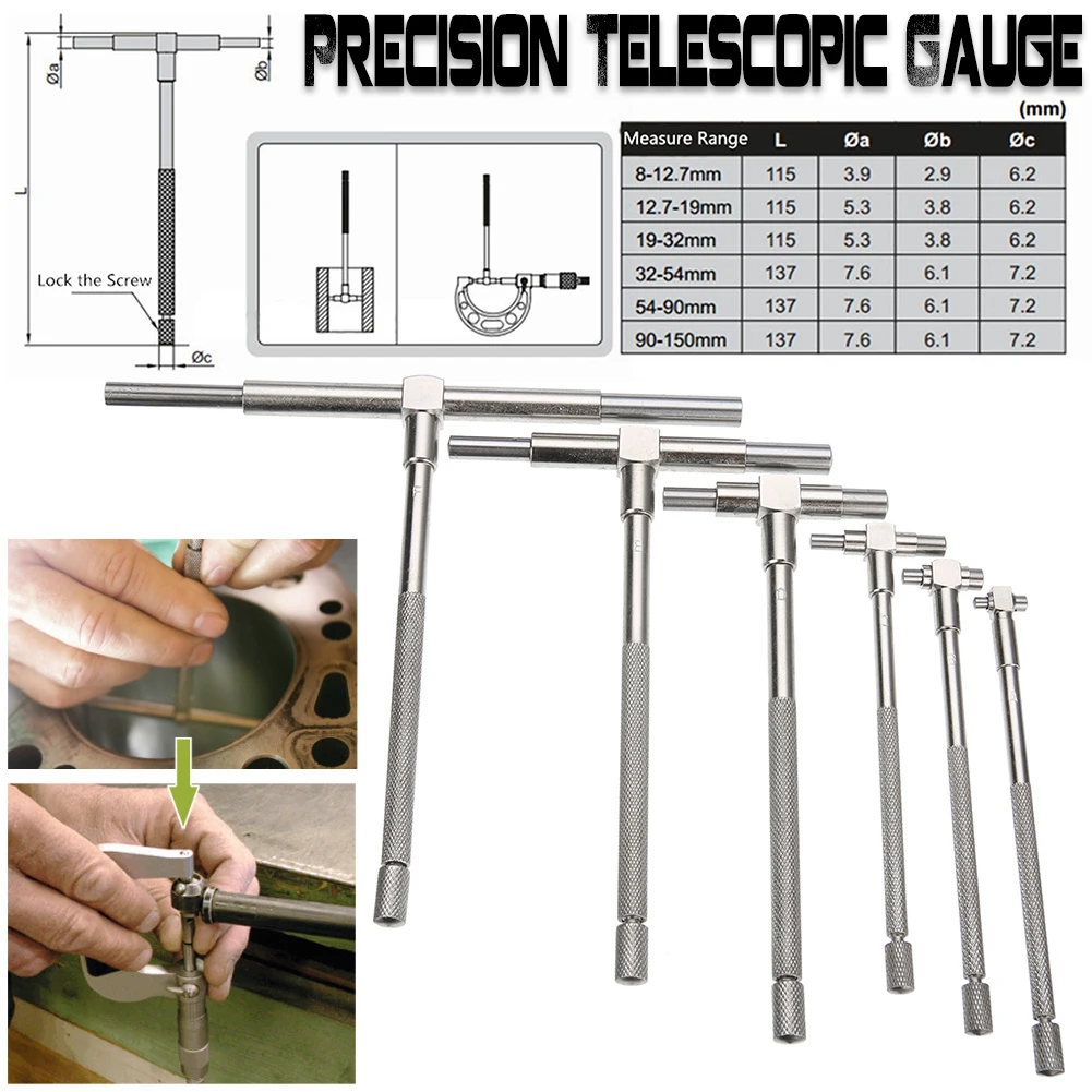 6 шт 8-150 мм прецизионный Телескопический набор микрокаллиперов апертура Измерительный набор инструментов с упаковочной сумкой