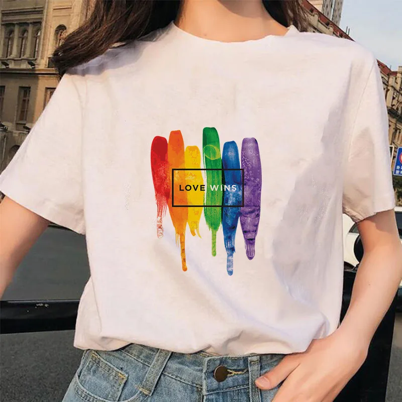 

Luslos Love Wins Series T Shirt Women Summer Short Sleeve O-neck Tops Funny Rainbow T-shirts kawaii Femme Shirts All-match Tee