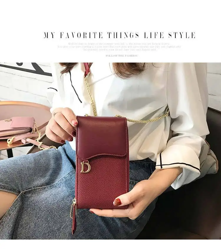 CICICUFF Genuine Leather Women Mobile Phone Bags Fashion Small Purse Female Chain Buckle Mini Shoulder Messenger Bag for IPhone