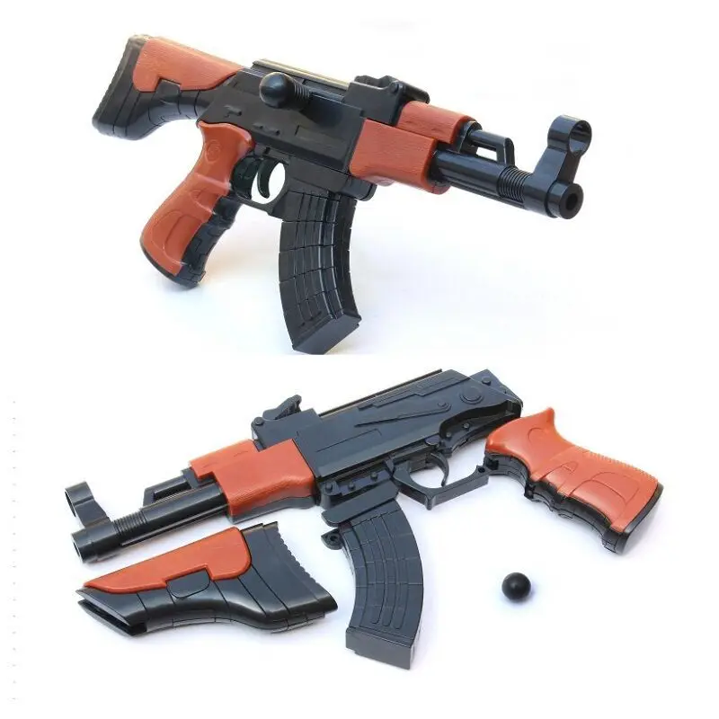 

28cm AK 47 Building Blocks Gun Plastic Assembled Military Firearm AK Rifle Boy Weapon Can Shooting Safety Bullet Outdoor Toy