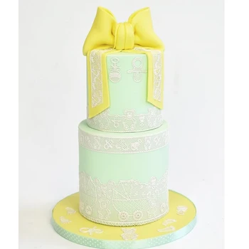 

Baby carriage bear pacifier small foot fondant cake decoration silicone cake mold lace edge mold large size lace mat