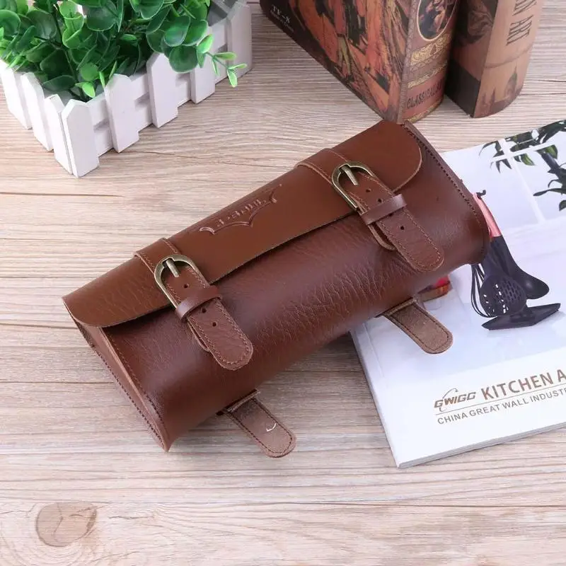 Perfect Retro Bicycle Tail Bag PU Leather Cycling Bag Saddle Pouch Tail Pannier Personalized Riding Vintage Bicycle Bike Bag Promotion 3
