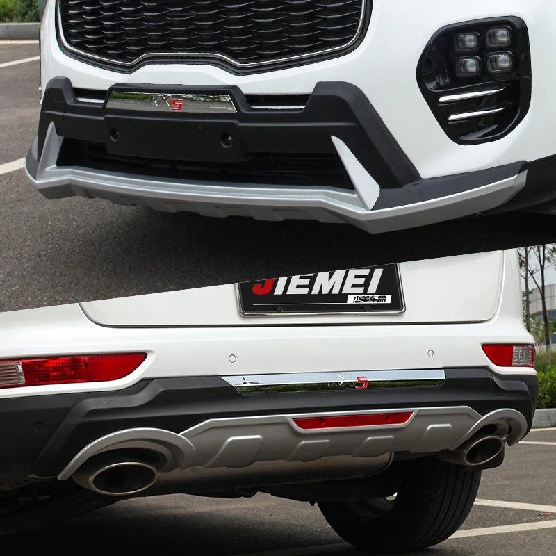 

Fit For Kia Sportage KX5 2016 2017 Front+ Rear Bumper Diffuser Bumpers Lip Protector Guard skid plate ABS Chrome finish 2PES