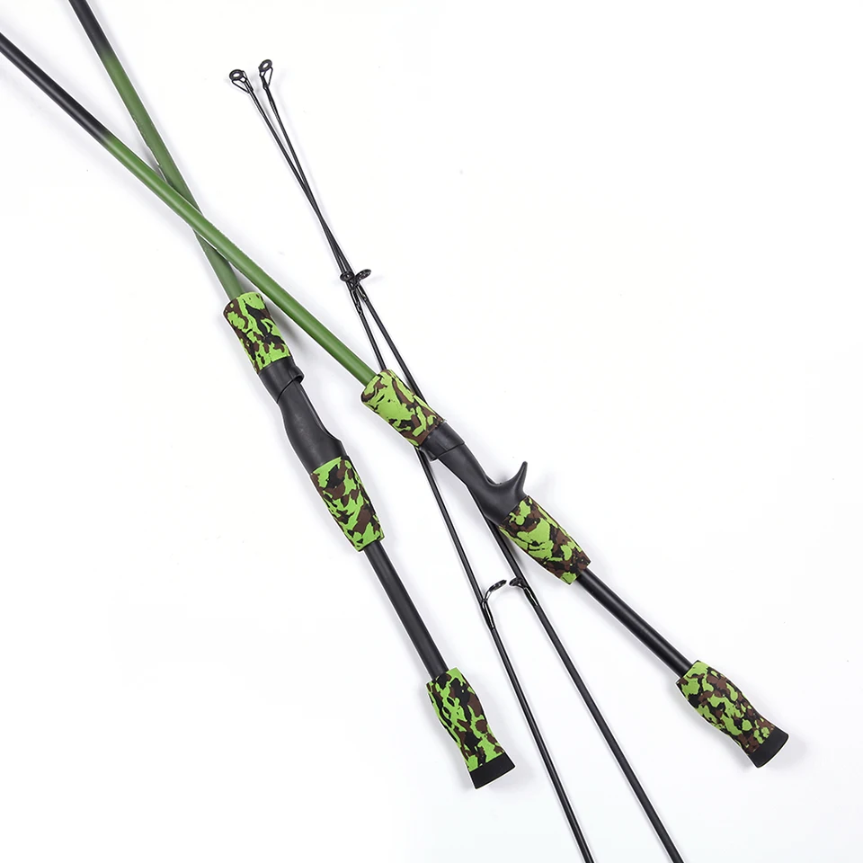 Test Carbon Fiber Camouflage Lure Casting Spinning Fishing Rod 1.8M 2