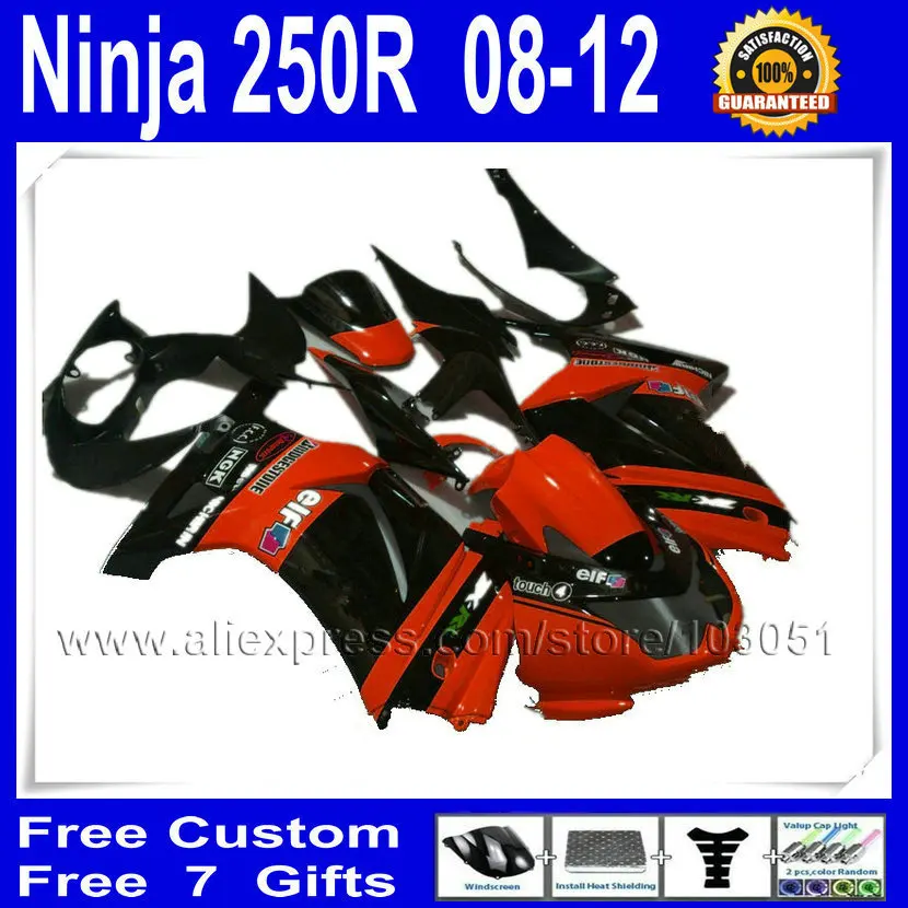 Комплекты обтекателей на заказ для мотоцикла Kawasaki ninja 250R 2008 2012 2013 ZX250R EX250 EX250R 08 09 10