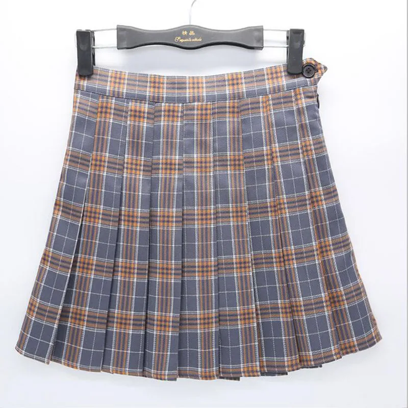Женская короткая юбка с высокой талией, плиссированная, для скейтера, для тенниса, школьная юбка, Униформа с внутренними шортами, Спортивная юбка, теннисная юбка - Цвет: gray plaid