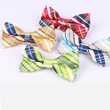 Шотландский сетки Клетчатый узор жених свадьба хост повседневная одежда галстук-бабочка полиэстер шелковым бантом ручной работы с бантом