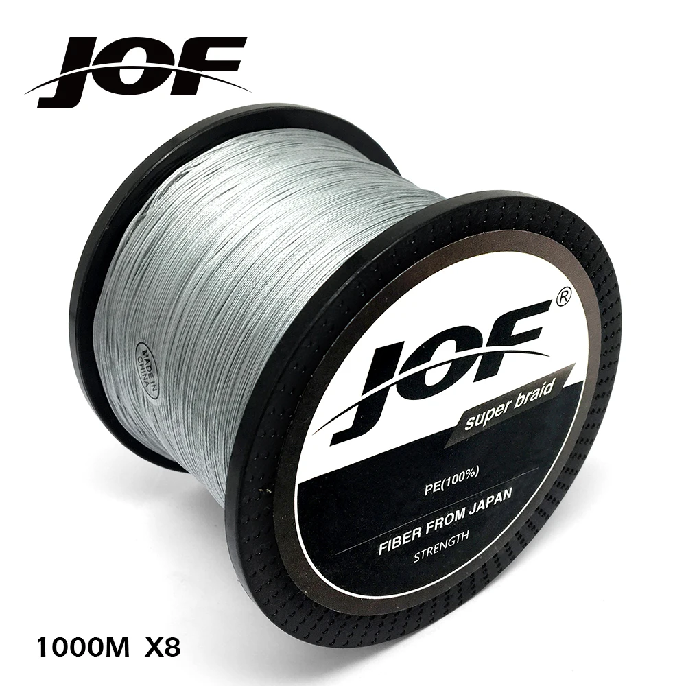 JOF 100 м 150 300 500 1000 PE плетеная леска 8 нитей прочная серая vissen для ловли карпа в