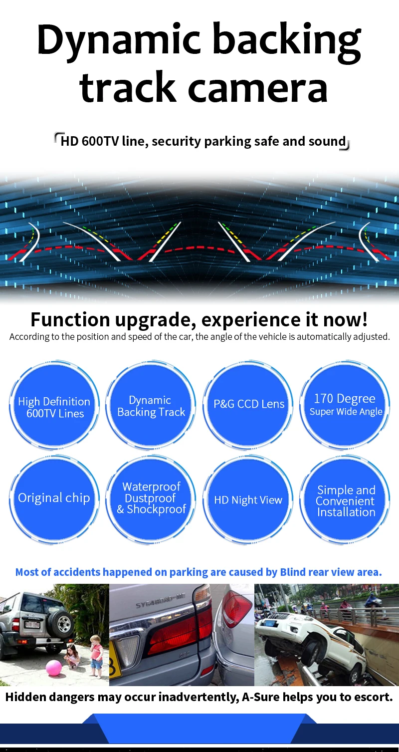 A-Sure Автомобильная камера заднего вида Универсальная Резервная парковочная камера 8 светодиодный водонепроницаемый с ночным видением 170 широкоугольное HD цветное изображение
