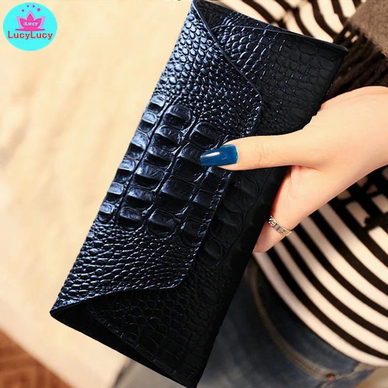 

2019 new handbag large capacity wallet European and American fashion crocodile pattern leather wallet female long leather wallet