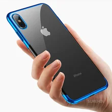 Прозрачный чехол SUREHIN для apple iPhone XS MAS XR X 8 7 6 S Plus, прозрачный силиконовый чехол, Черный Розовый Золотой мягкий чехол из ТПУ