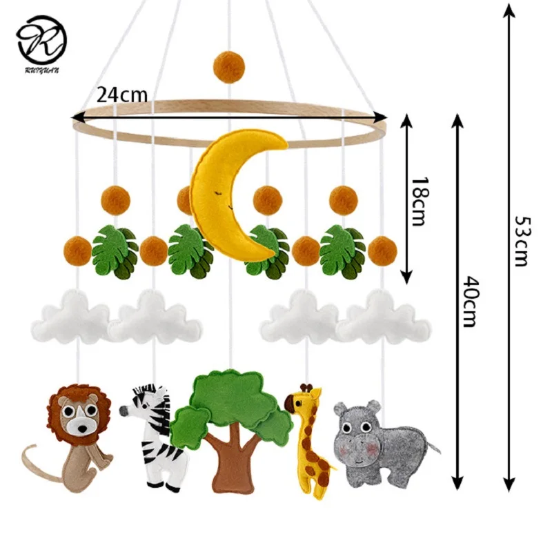 Детская кроватка мобильный | джунгли дикие животные детский мобильный | лесной Лев животное подвесные игрушки | Детская комната Декор для детского душа подарок