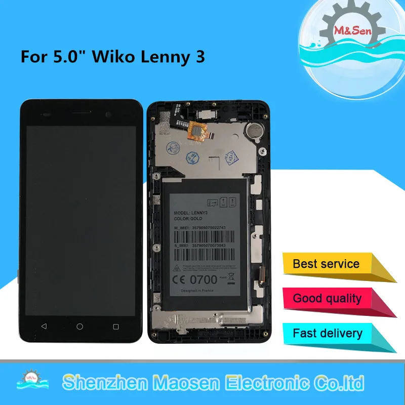 M& Sen для 5," Wiko Lenny 3 Lenny3 ЖК-дисплей+ сенсорная панель дигитайзер с рамкой для Wiko Lenny 3 Lenny3 дисплей