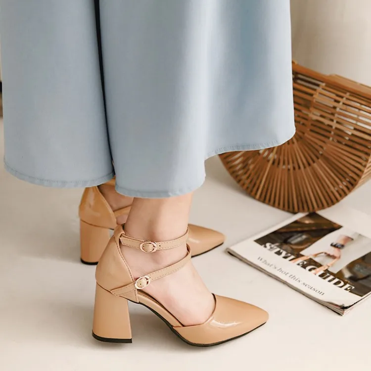 ZawsThia/Женские Туфли Мэри Джейн на высоком квадратном каблуке с ремешком на щиколотке и закрытой пяткой; элегантные женские летние туфли-лодочки; босоножки
