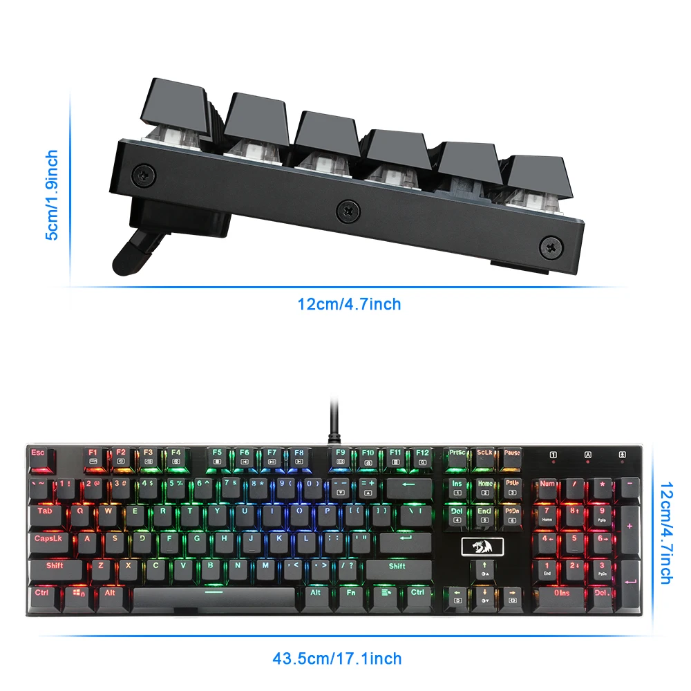 Redragon K556 RGB алюминиевая USB Механическая игровая клавиатура эргономичный