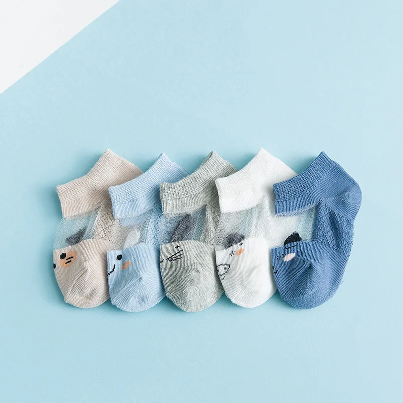 

New 5pair Cartoon Baby Children Socks Summer Mesh Thin Section Ice Silk Card Silk Short Tube Baby Cute Cartoon Newborn Socks