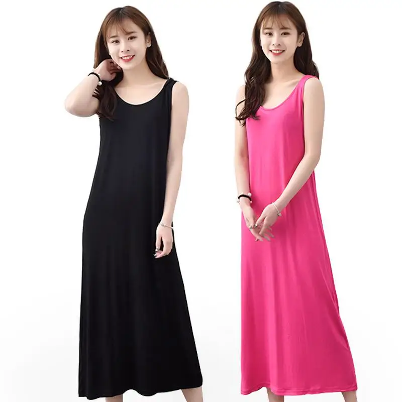 

Women Modal Long Nightgown Summer Loose Sleepwear Plus Size 3XL-6XL Sleeveless Nightdress Nightwear Sexy Lingerie Home Dress