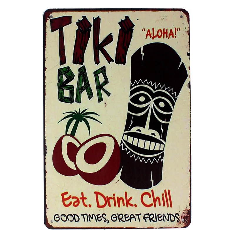 Tiki Hut Lounge налет винтажные металлические жестяные знаки домашний бар гаражные декоративные металлические тарелки Aloha настенные художественные наклейки плакат N217 - Цвет: V