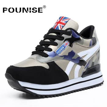 

Brand Fashion Women Shoes Platform Sneakers 2018 high Increased Casual Shoes Camouflage Designer Wedge Shoes zapatos de muj