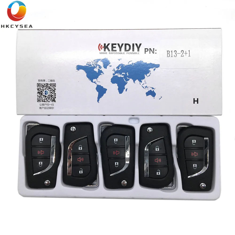 

HKCYSEA 5PCS/LOT Universal KEYDIY B Series 2+1 Button Remote Key Control B13-2+1 for KD900 KD900+ URG200 KD-X2 Key Generator