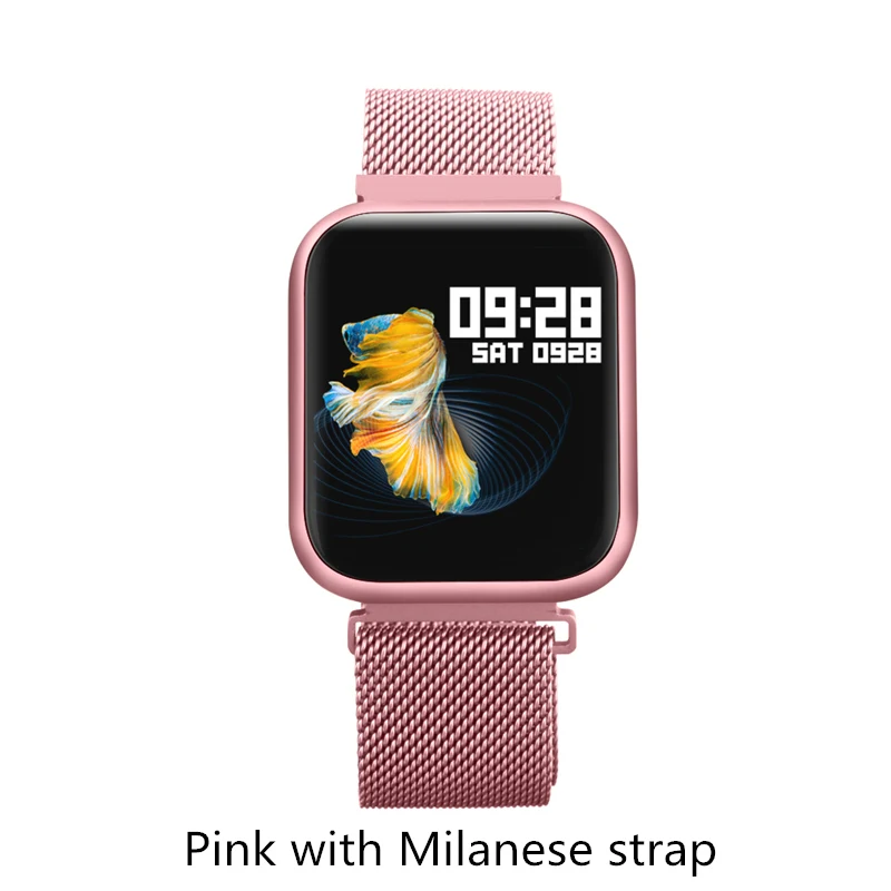 Женские Мужские Смарт-часы P70 Plus P80 с сенсорным экраном IP68 Водонепроницаемый фитнес-трекер спортивные умные часы для iPhone Android PK IWO8 - Цвет: Pink Milanese