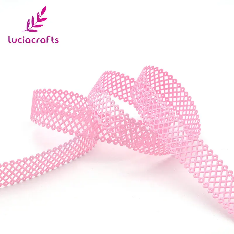 Lucia crafts 2,2 см многоцветные сетки Лента кружевная отделка DIY шитье скрапбукинг ручной работы материал украшения 2y/лот P0602 - Цвет: Pink