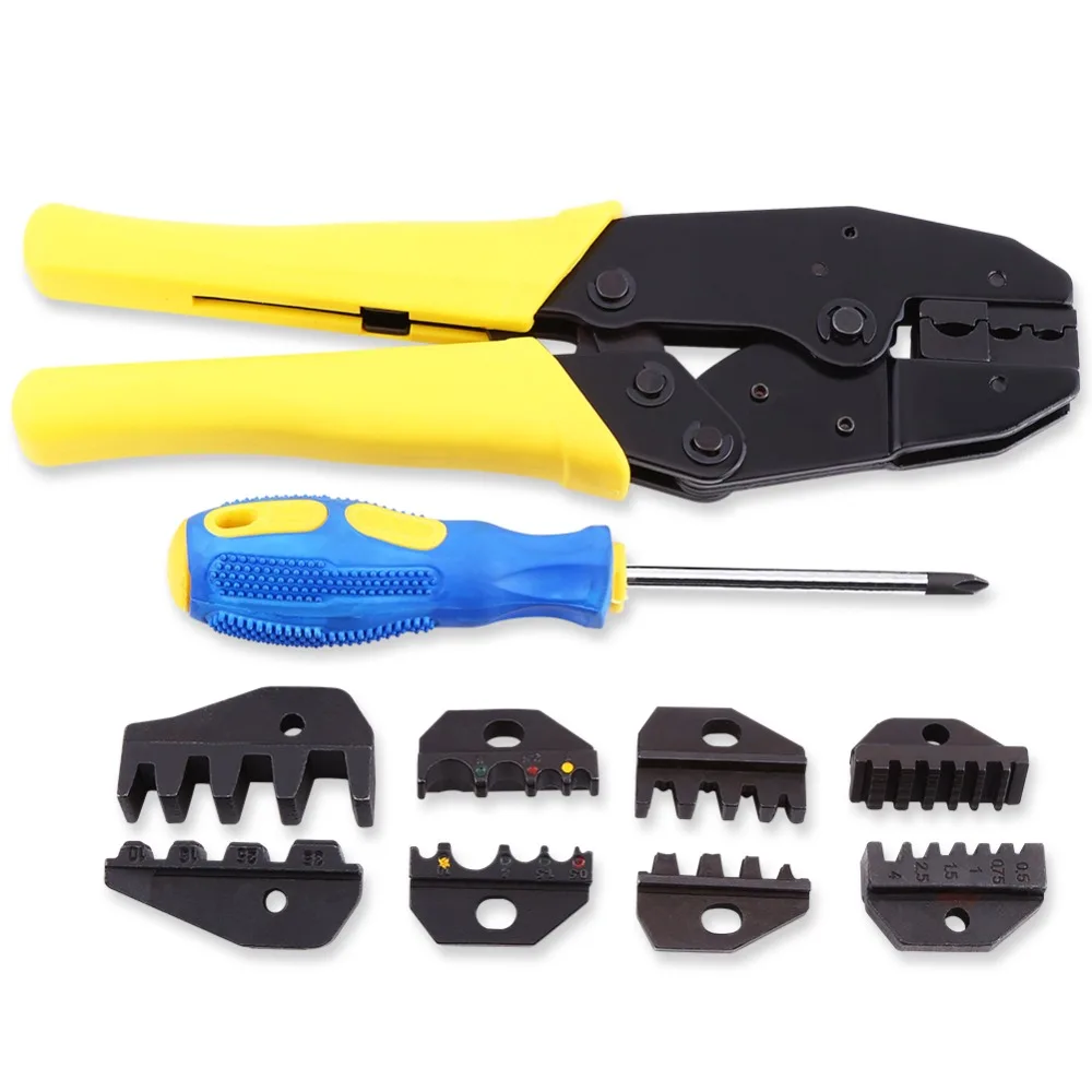 

0.5-35 mm Cable Terminer Crimper Crimping Plier Tool with Spare Dies with Screwdriver