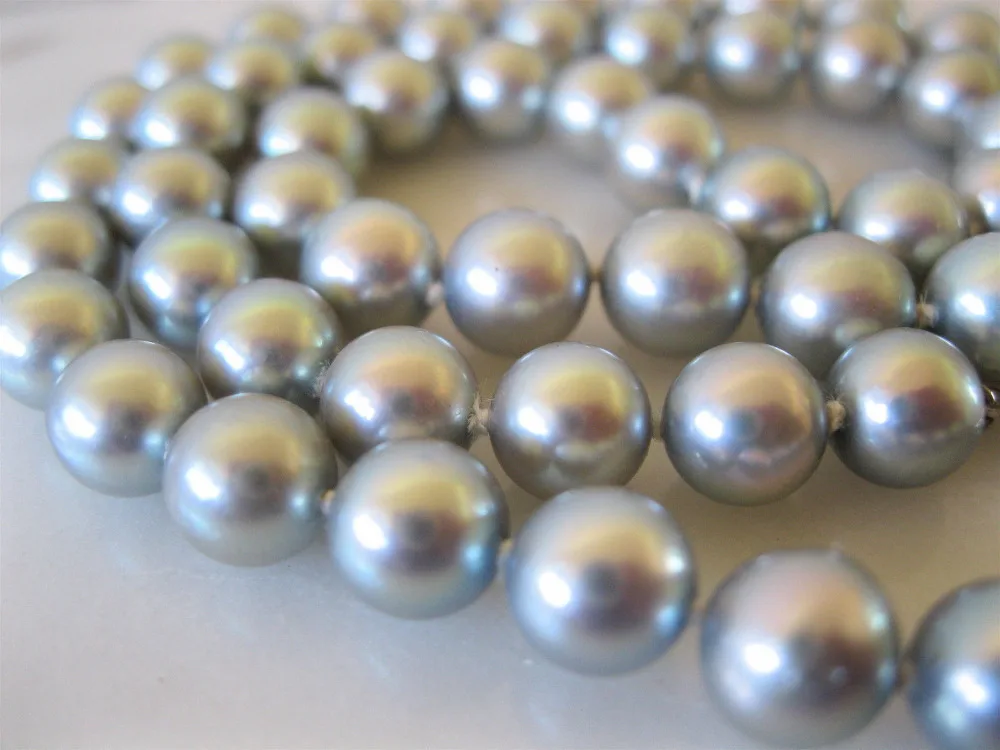 

HOT## Wholesale FREE SHIPPING charming 10-11mm tahitian silver grey pearl necklace 18inch