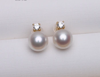 

Yoshow/ Yu Xiu light round pearl earrings a genuine 18K 2 wear needle
