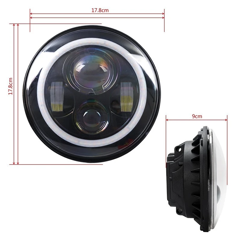7 Inch Round LED Headlights Assembly with Halo Ring Angel Eye & DRL & Turn Signal Light for Offroad Jeep JK TJ CJ Hummer x
