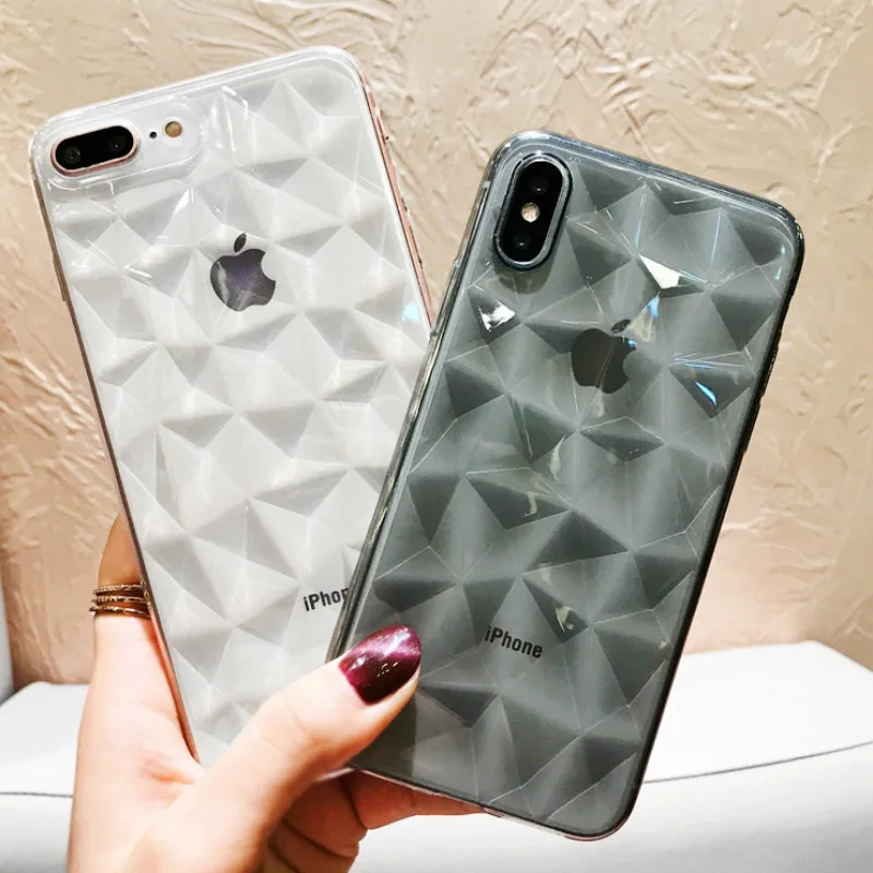 

Luxury 3D Diamond Texture Case for iPhone 5 5S 6 6S 7 8 Plus Soft Phone Cover for iPhone X XR XS Max Transparent Ultra Thin
