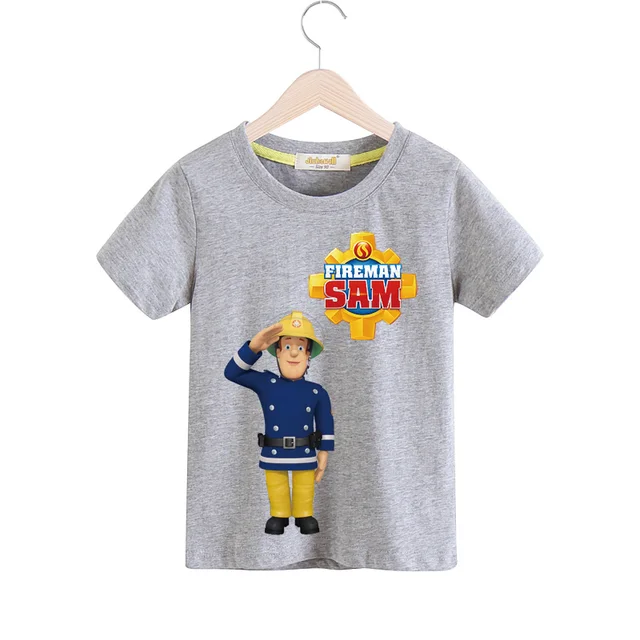 2018 Cartoon Fireman Sam T shirt For Boy Girls Short Sleeves