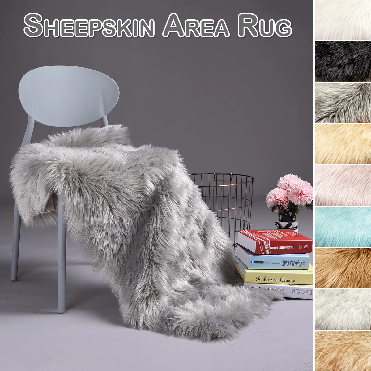 

Artificial wool carpet long hair rug chair decorative blanket bedroom carpet bedside bed white faux sheep skin fur rug tepeteD30