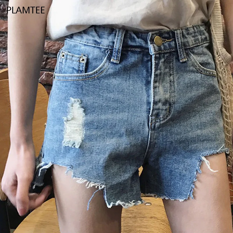 PLAMTEE 2018 Summer Female Jeans Shorts Casual All Match