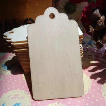 

Wholesale 100pcs Wooden Gift Tag 4x7cm Scallop Shape Wood Hang Tag Price Label Party Deco Wood Cards Hemp Strings included