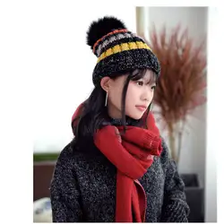Зима Осень открытый девушка вязаная шапка теплая сохраняя волосы мяч для женщин кепки пеший туризм кемпинг, Катание На Лыжах Шапочка