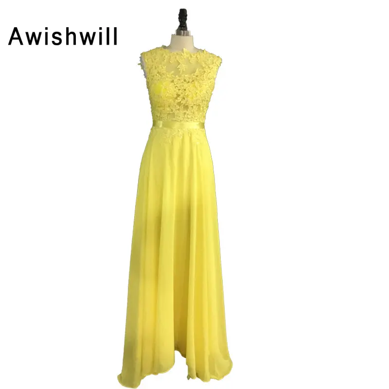 New Arrival Real Sample Yellow Color Prom Dresses 2018 Evening Gowns