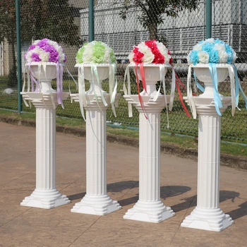 

The wedding arrangement Wedding plastic Roman pillars column pedestal wedding road lead 4pcs/lot (4 roman pillar+4 flowerpots)