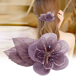 Бутик корейской вышивальная нитка Ткань Цветы Hairbow заколки со стразами зажим для волос женский Хвостик Держатель для ювелирных изделий