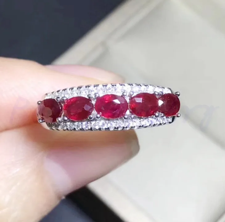 Natural ruby ring 925 sterling silver Natural real ruby Fine handworked