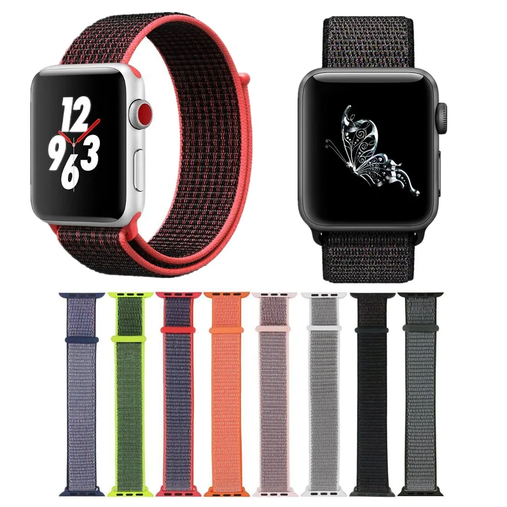 

Leather with Fabric Strap For apple watch Sport Brownie Style Bracelet Watchband Series 4 3 44mm 40mm 38mm 42mm for iwatch band